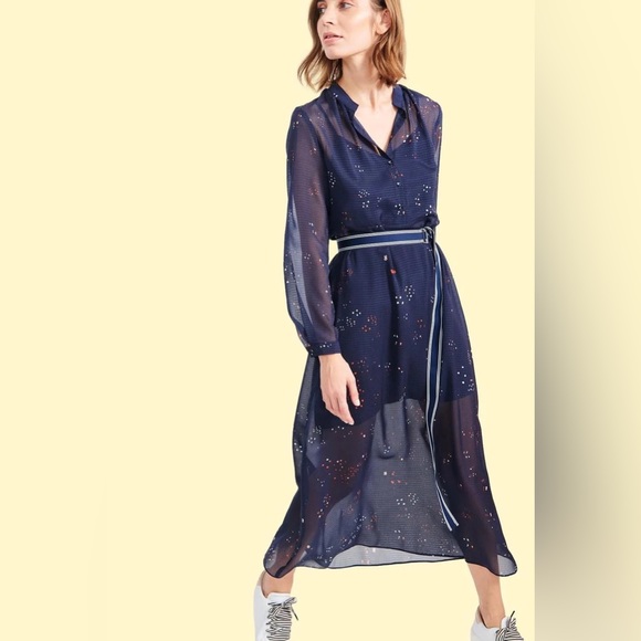 cop.copine designer dress long sheer layer and slip dress - Picture 2 of 3